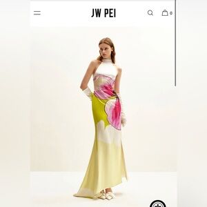 JW PEI White and Pink Floral Maxi Dress